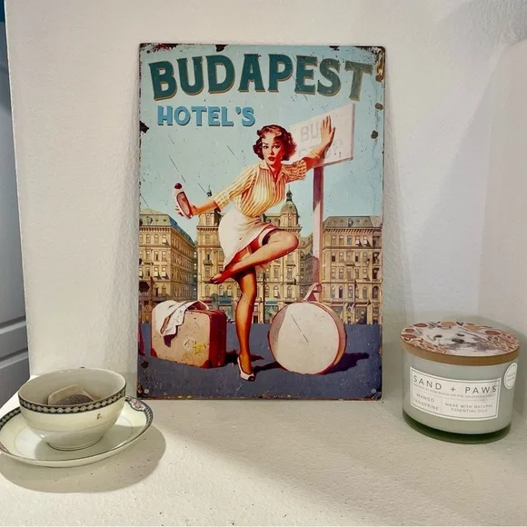 Budapest Hotel’s Retro Travel Poster Sign Art From Hungary Women With Suitcases. - Picture 6 of 6